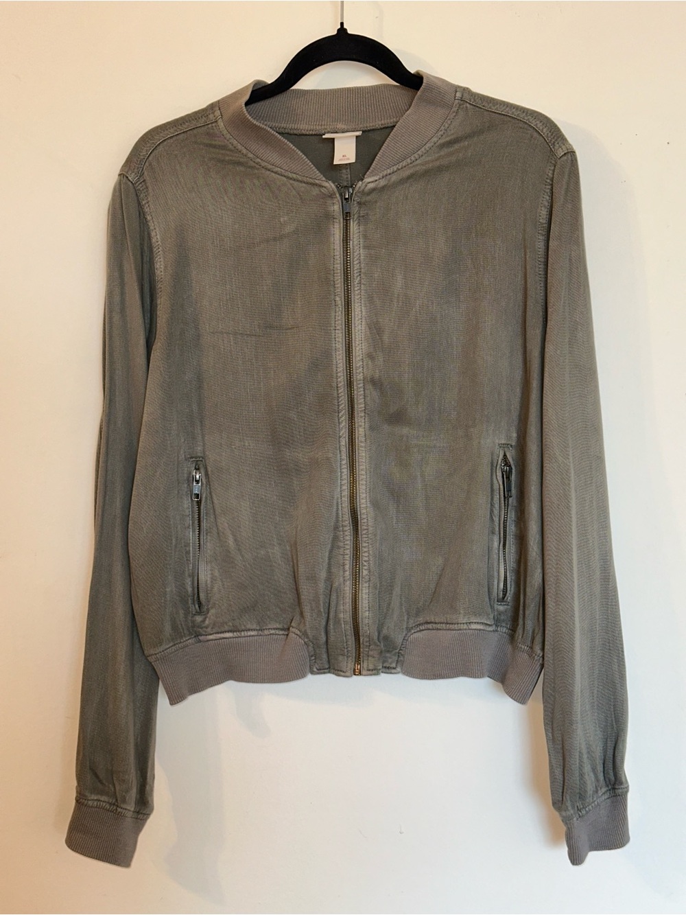 Mossimo Supply Co. Gray/Taupe Ribbed Bomber Jacket
